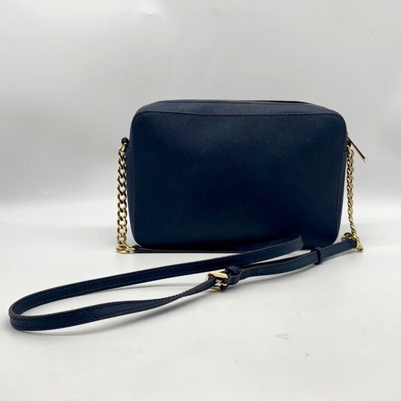 Michael Kors Navy Blue Leather Large Jet Set East West Crossbody Bag - Picture 2 of 11